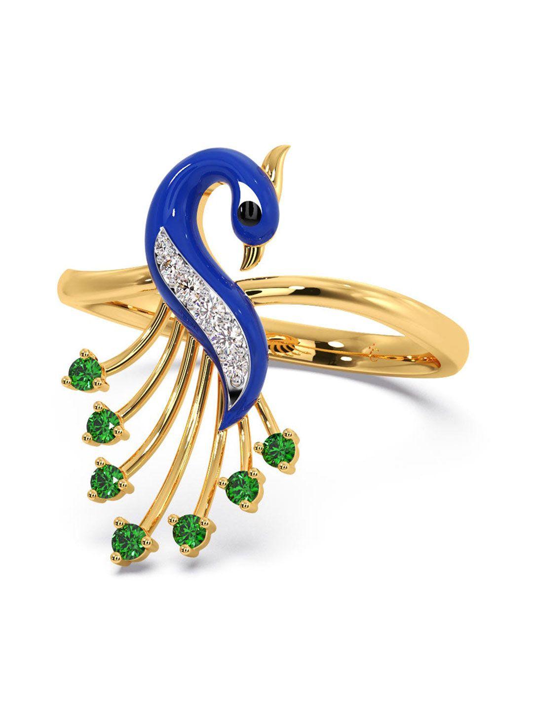 candere a kalyan jewellers company 18kt gold diamond & gemstone studded ring-1.96gm