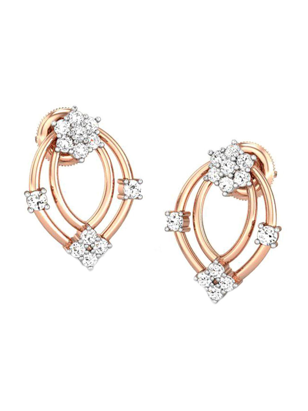 candere a kalyan jewellers company 18kt rose gold cubic zirconia studded earrings- 1.45gm