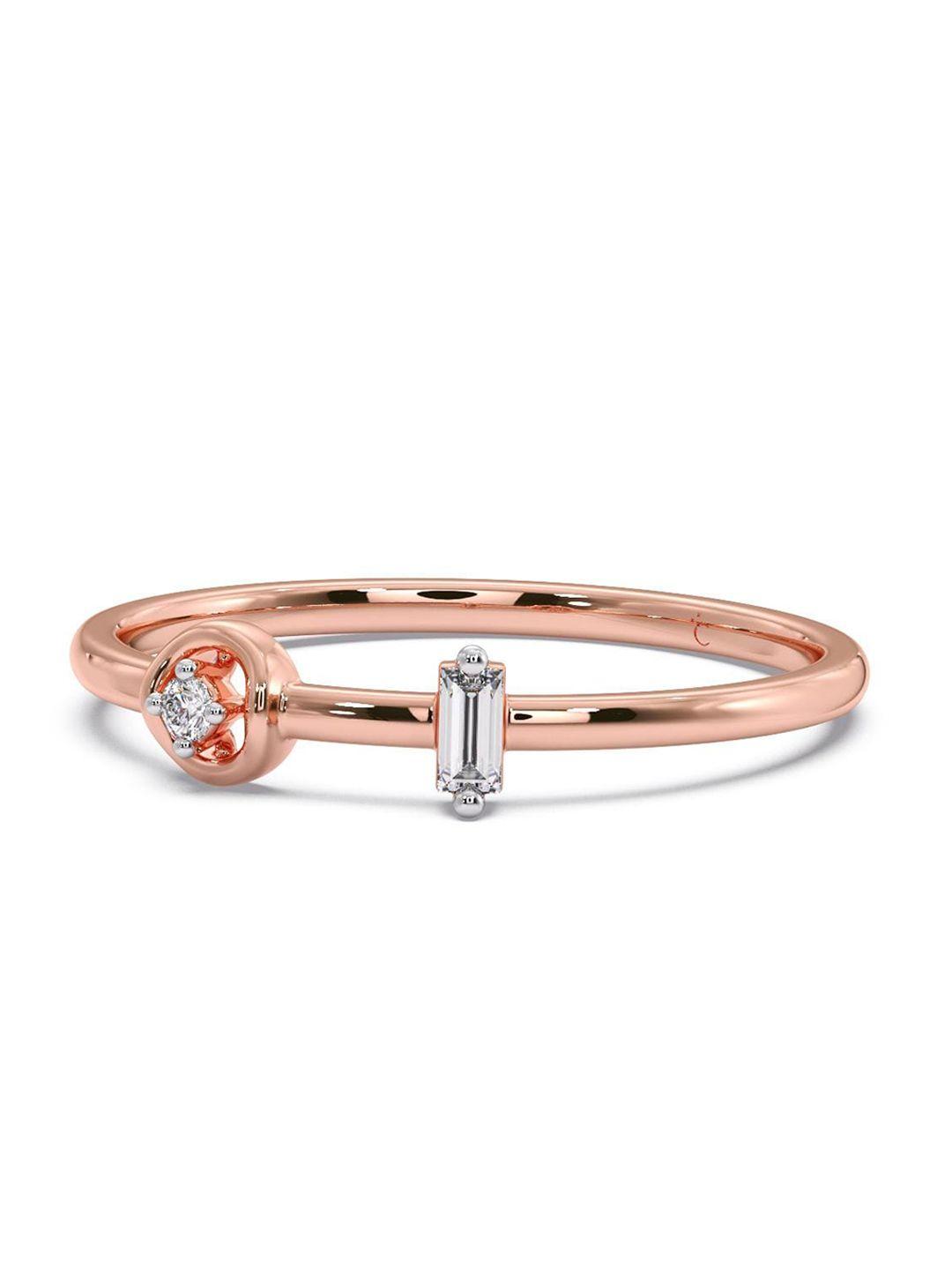 candere a kalyan jewellers company 18kt rose gold diamond finger ring-1.36gm