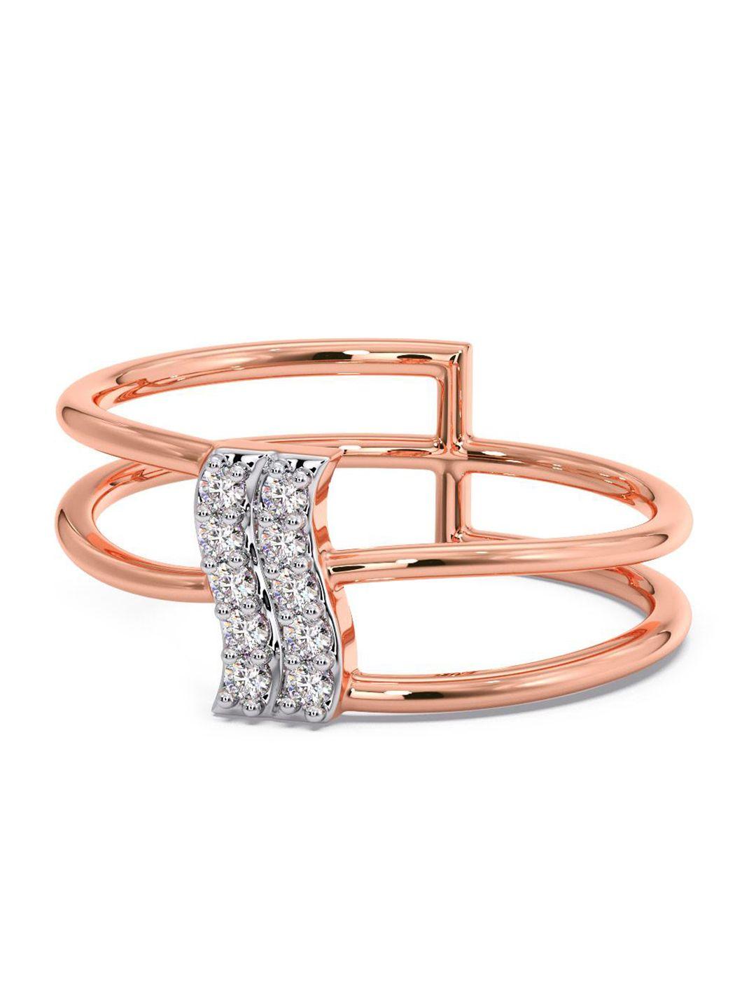 candere a kalyan jewellers company 18kt rose gold diamond finger ring-2.17gm