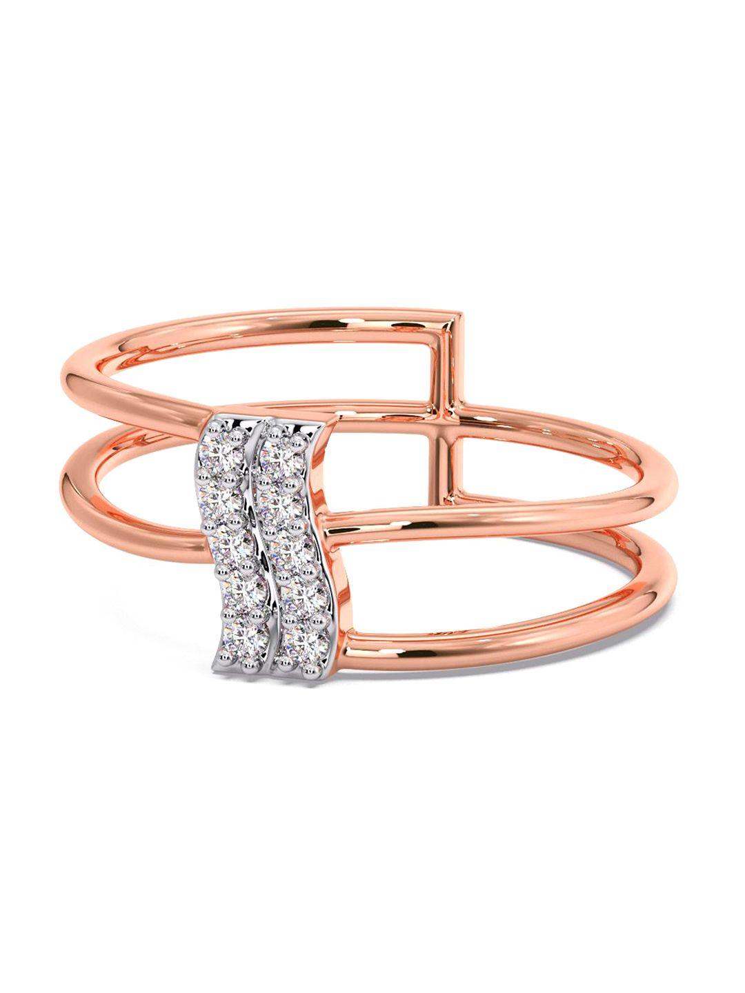 candere a kalyan jewellers company 18kt rose gold diamond finger ring-2.24gm
