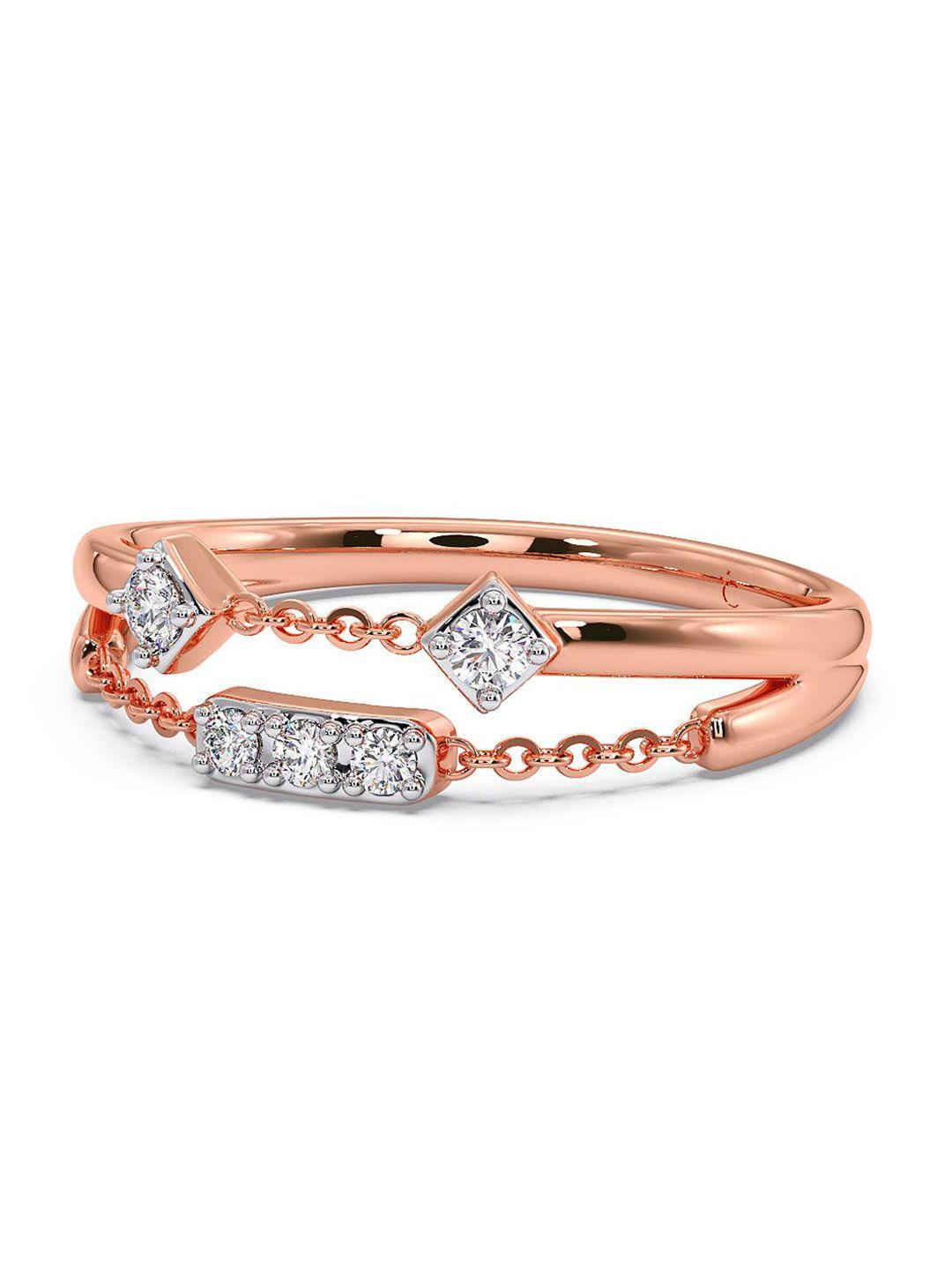 candere a kalyan jewellers company 18kt rose gold diamond finger ring-2.25gm