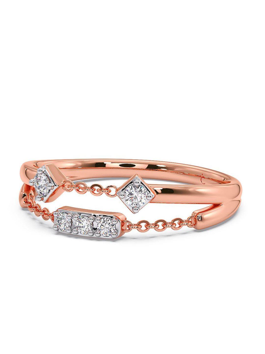 candere a kalyan jewellers company 18kt rose gold diamond finger ring-2.55gm