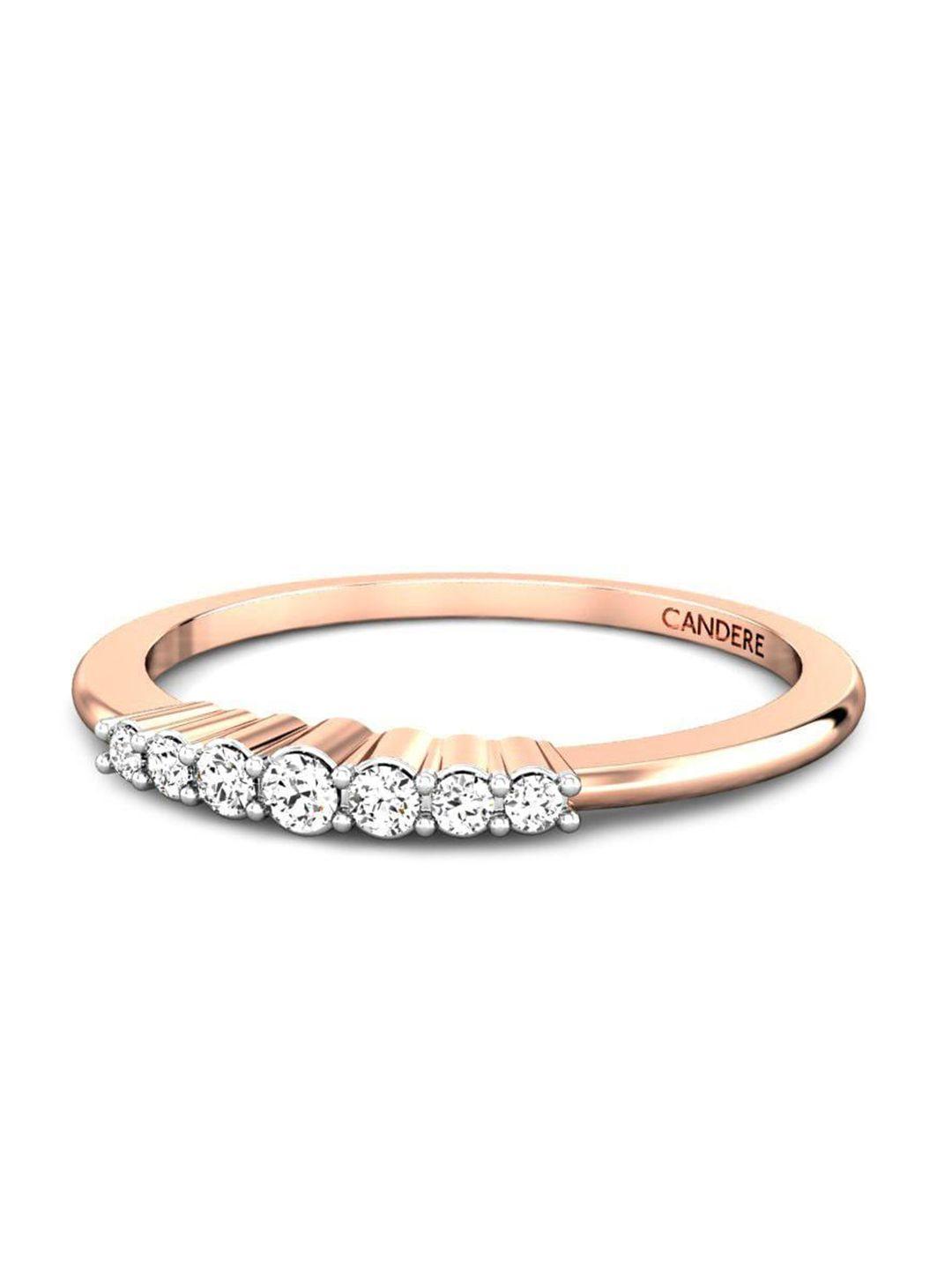 candere a kalyan jewellers company cubic zirconia studded 18kt rose gold ring-1.68gm