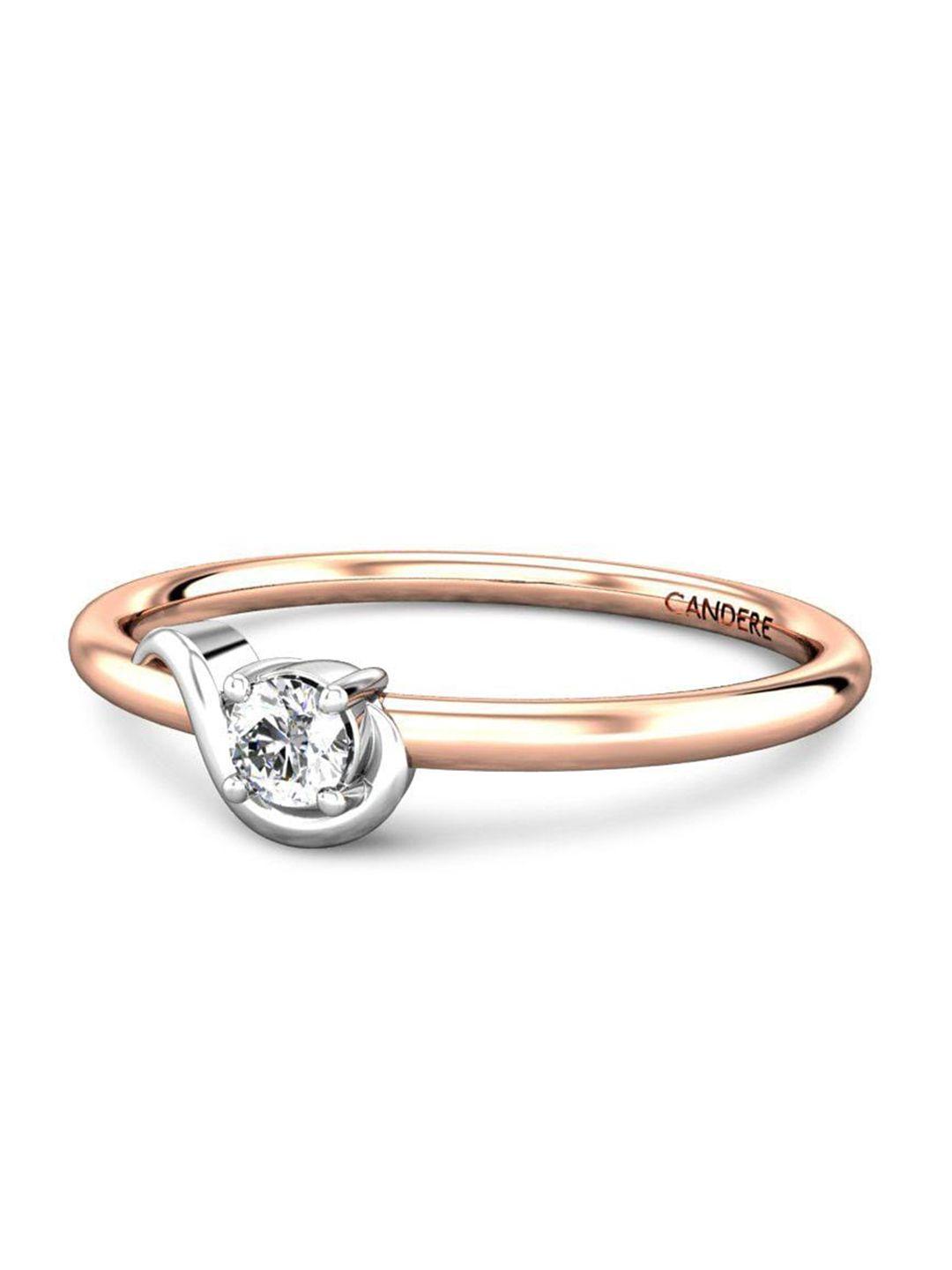candere a kalyan jewellers company diamond-studded 18kt rose gold ring - 1.07 gm