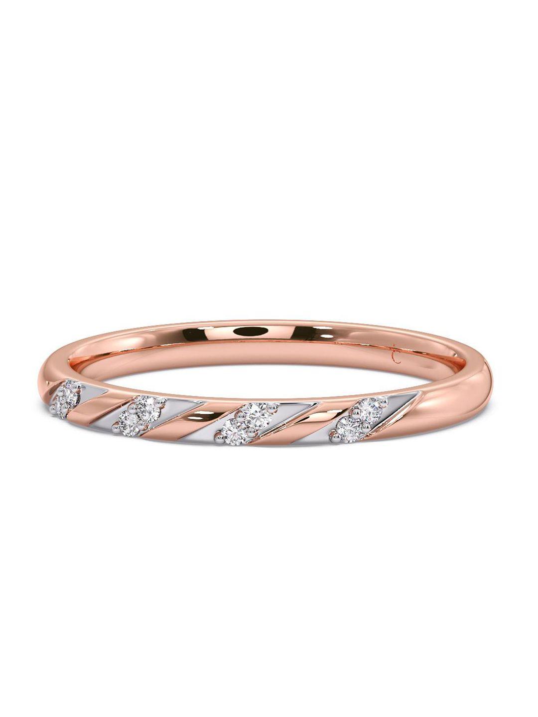 candere a kalyan jewellers company diamond-studded 18kt rose gold ring - 1.6 gm