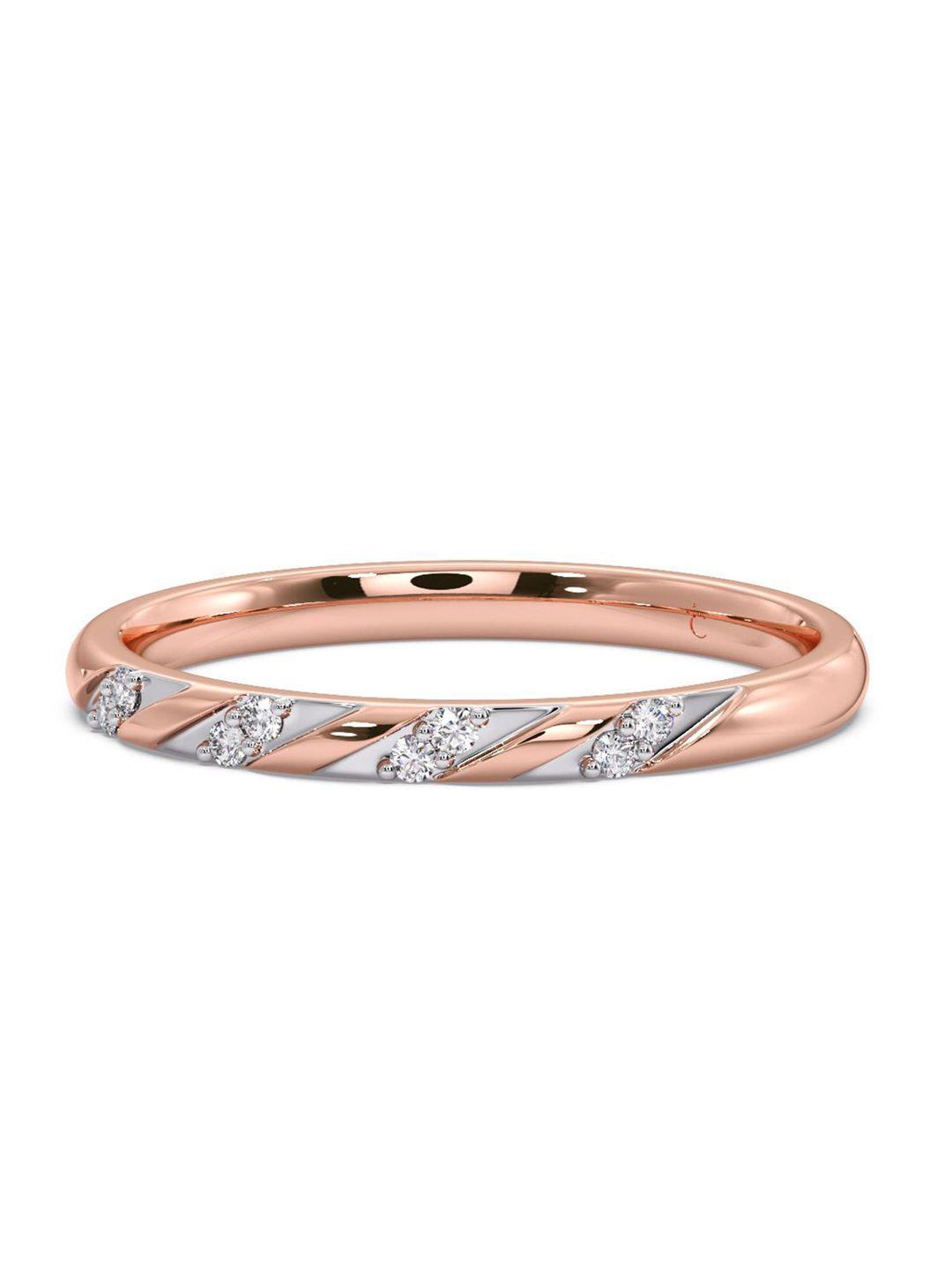 candere a kalyan jewellers company diamond-studded 18kt rose gold ring- 1.93 gm