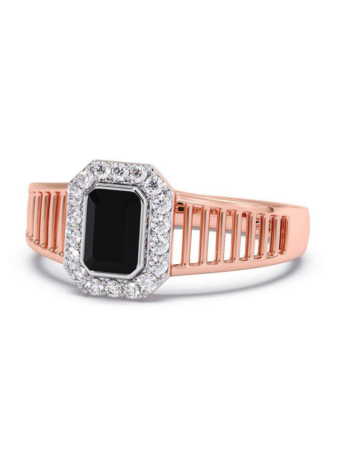 candere a kalyan jewellers company men 14kt rose gold diamond finger ring-4.04 gm