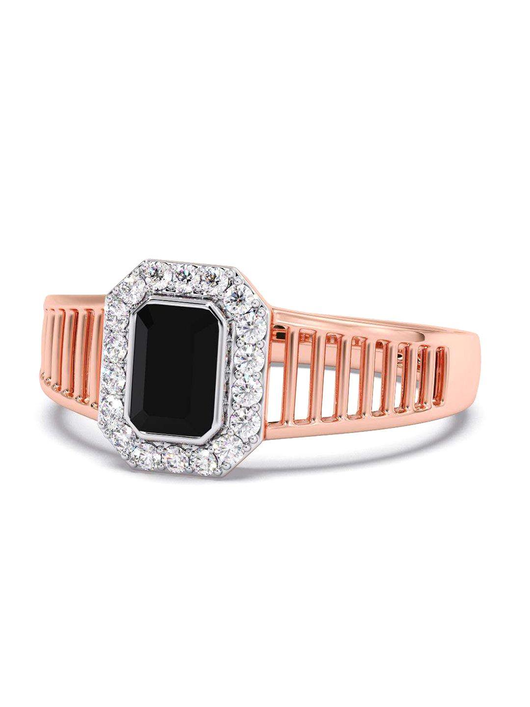 candere a kalyan jewellers company men 14kt rose gold diamond finger ring-4.85 gm