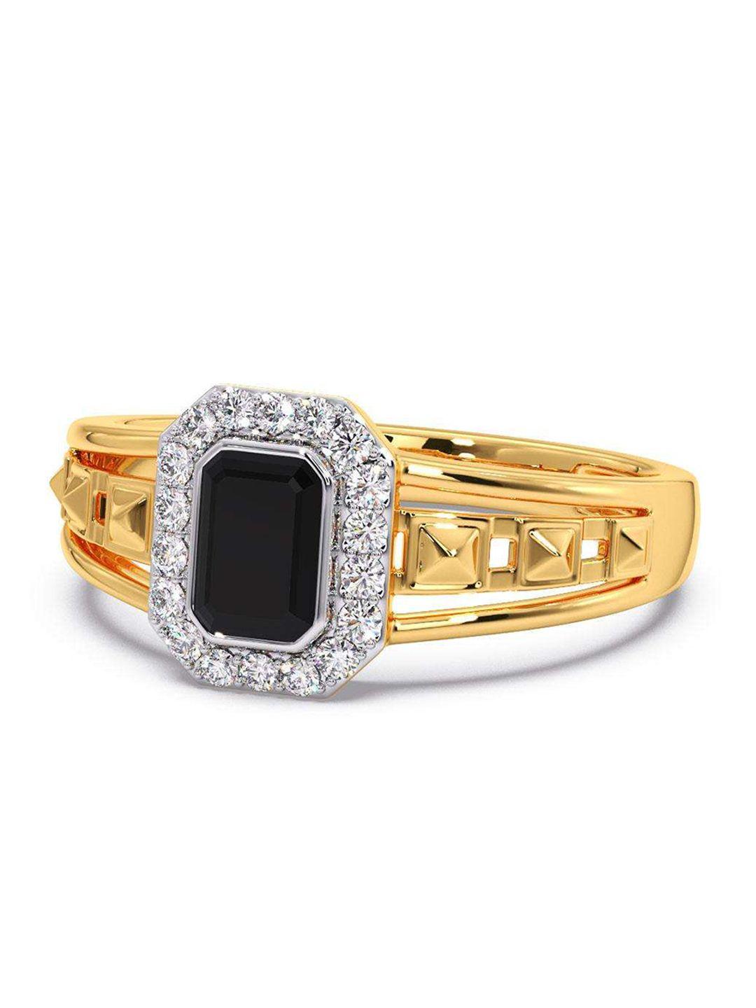 candere a kalyan jewellers company men diamond-studded 14kt bis hallmark gold ring-5.03gm