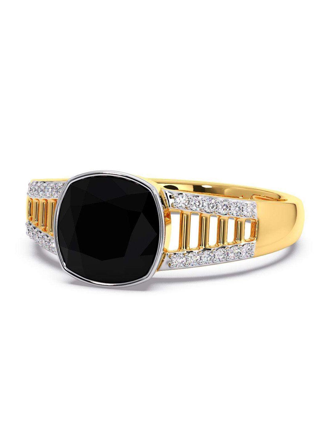 candere a kalyan jewellers company men diamond-studded 18kt bis hallmark gold ring-3.93gm