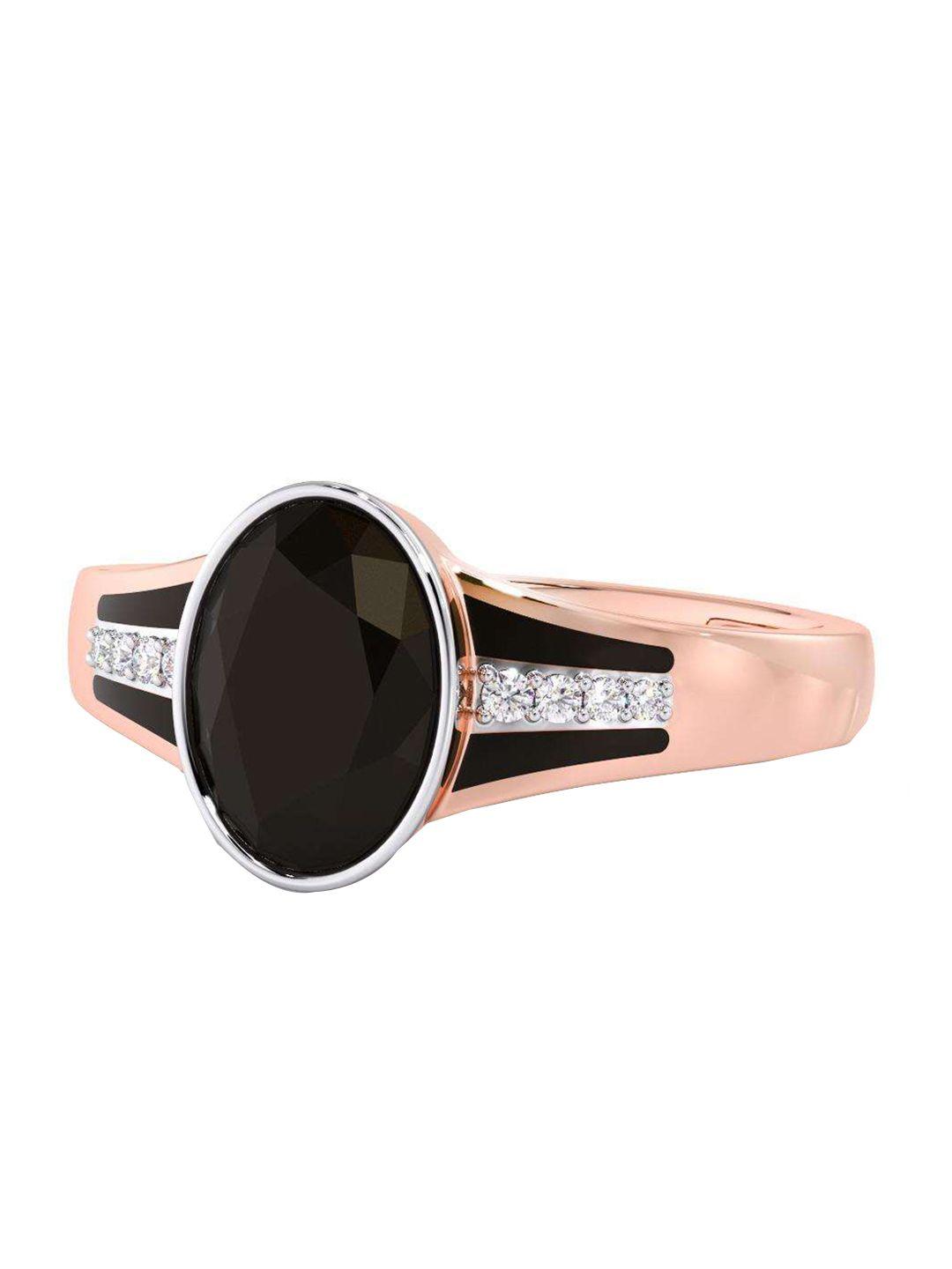 candere a kalyan jewellers company men diamond-studded 18kt rose gold ring - 4.11 gm