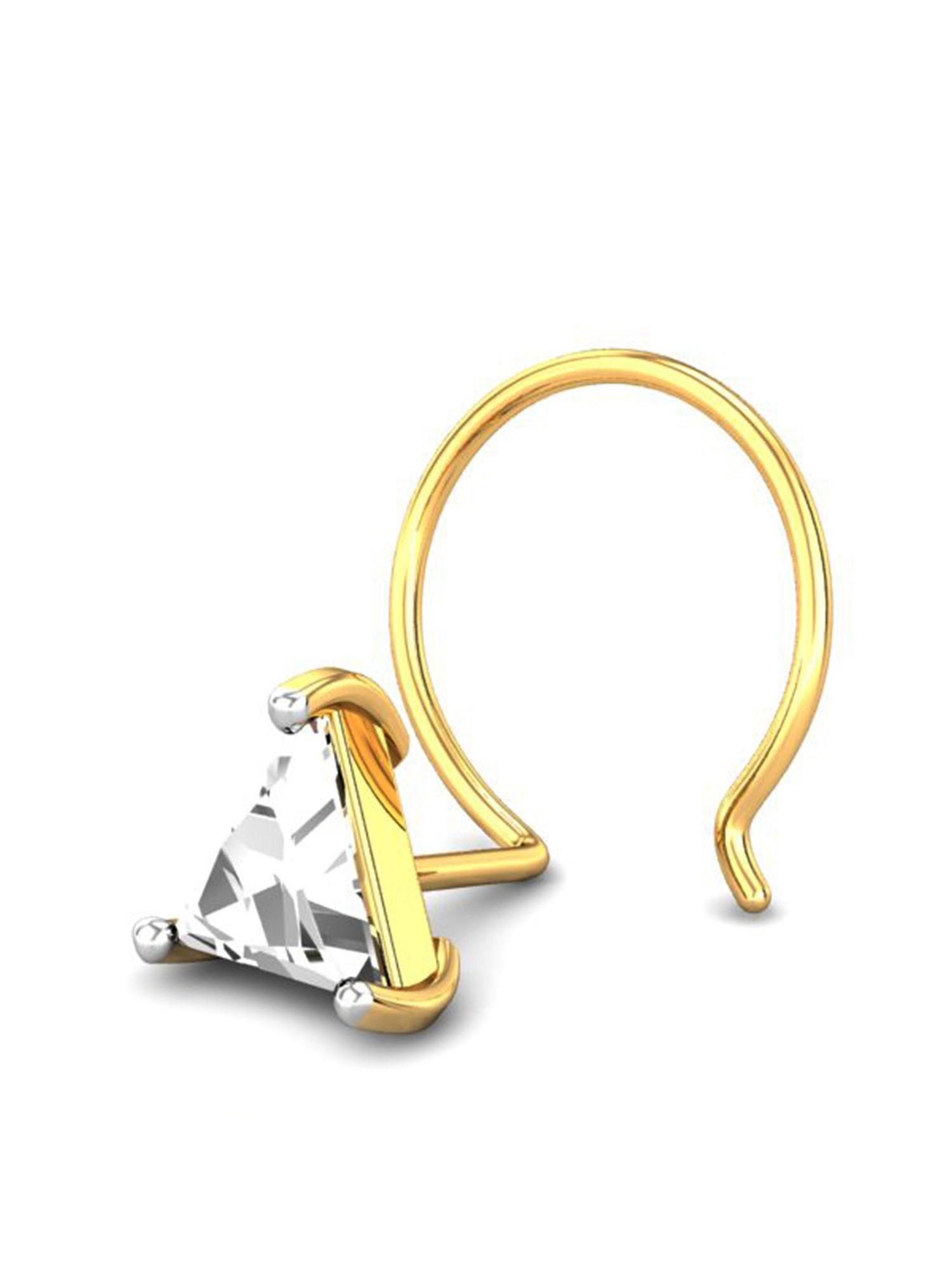 candere by kalyan jeweller 18kt yellow gold 0.15 cts diamond nose pin for women