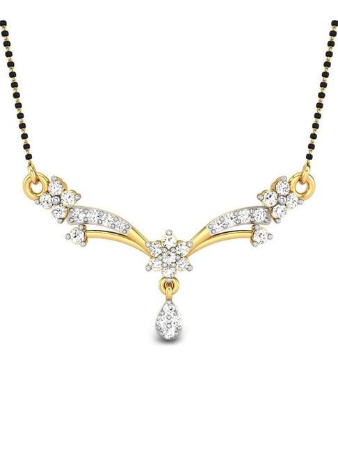 candere by kalyan jewellers 18k yellow gold and cubic zirconia tanmanyas pendant