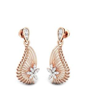 candere by kalyan jewellers swarovski zirconia 14k (585) rose gold earrings for women