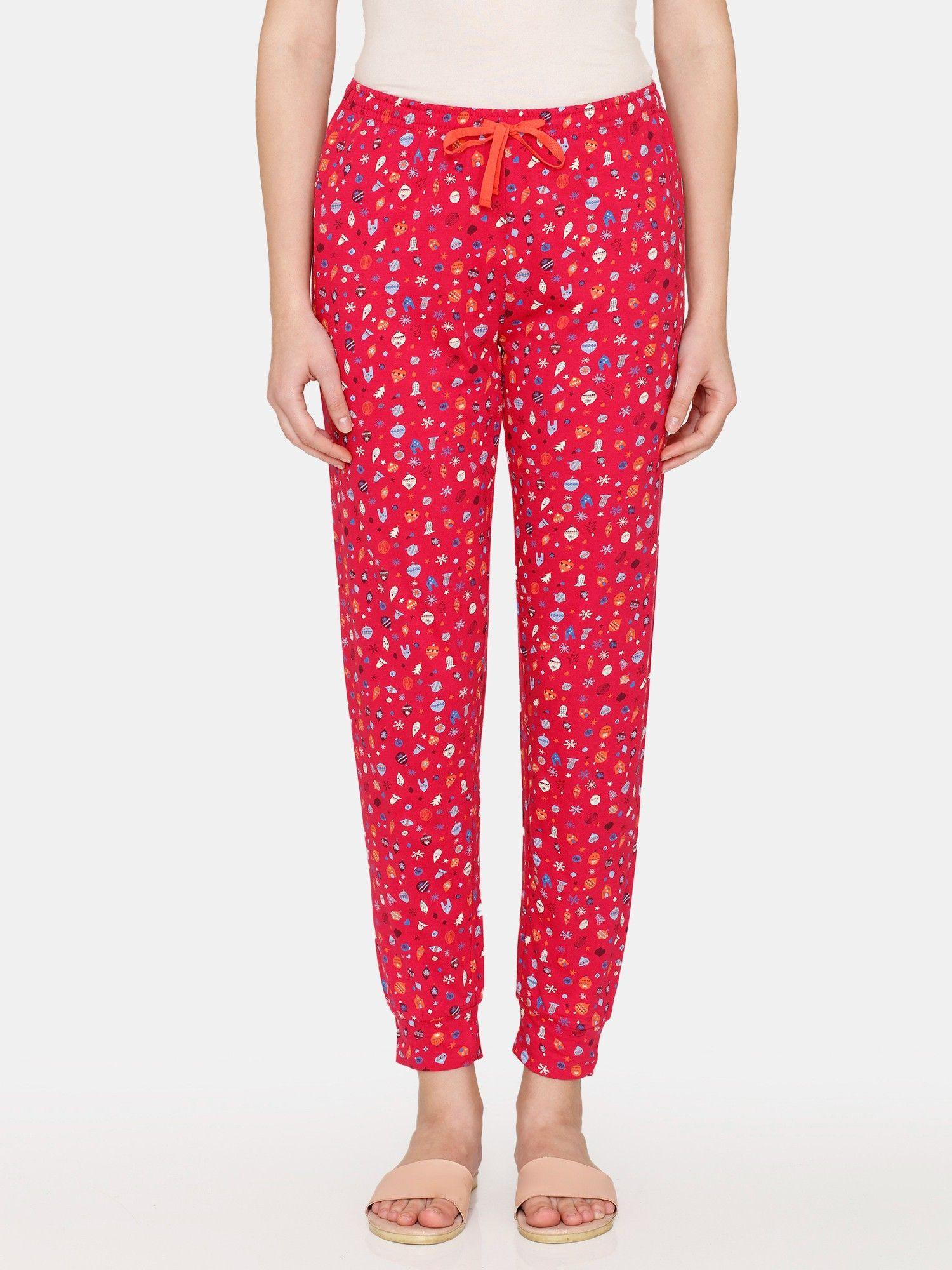 candles & carols knit cotton sleep pyjama - vivacious -red