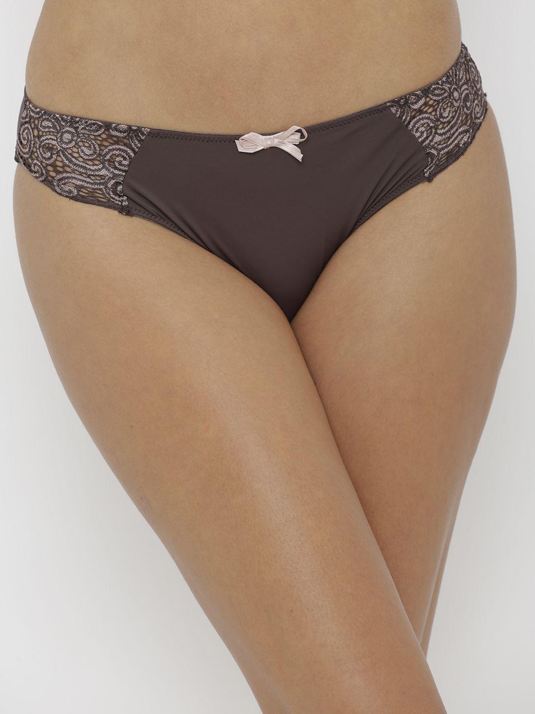 candour london women brown lace insert bikini briefs can20p219