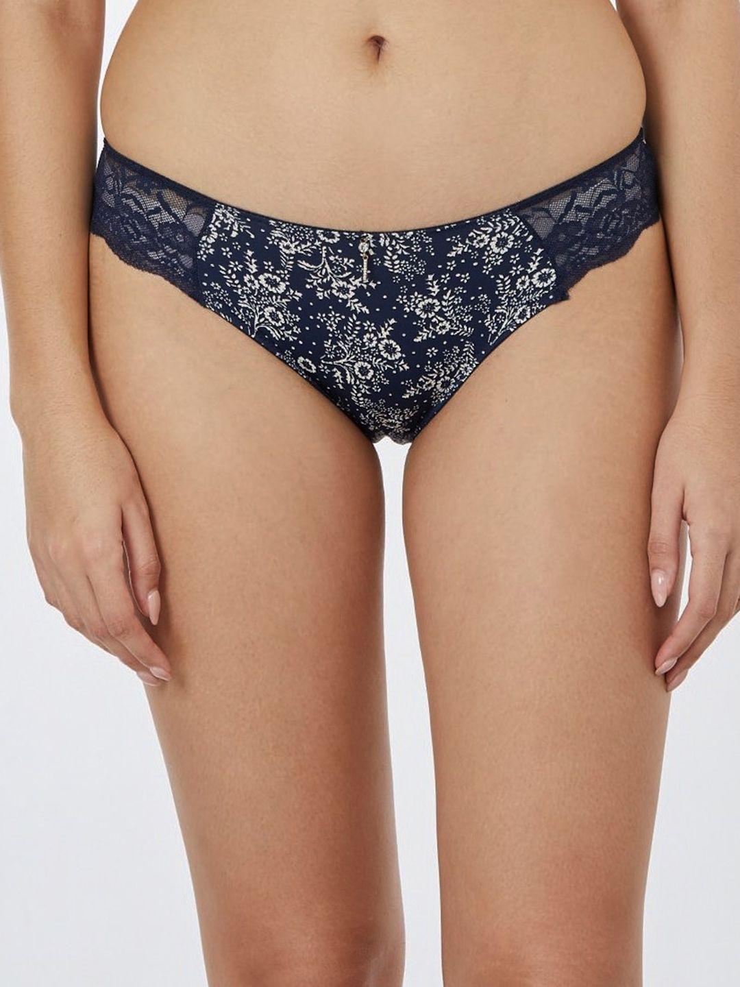 candour london women floral printed lace bikini briefs p2111-bi-printednavy-s