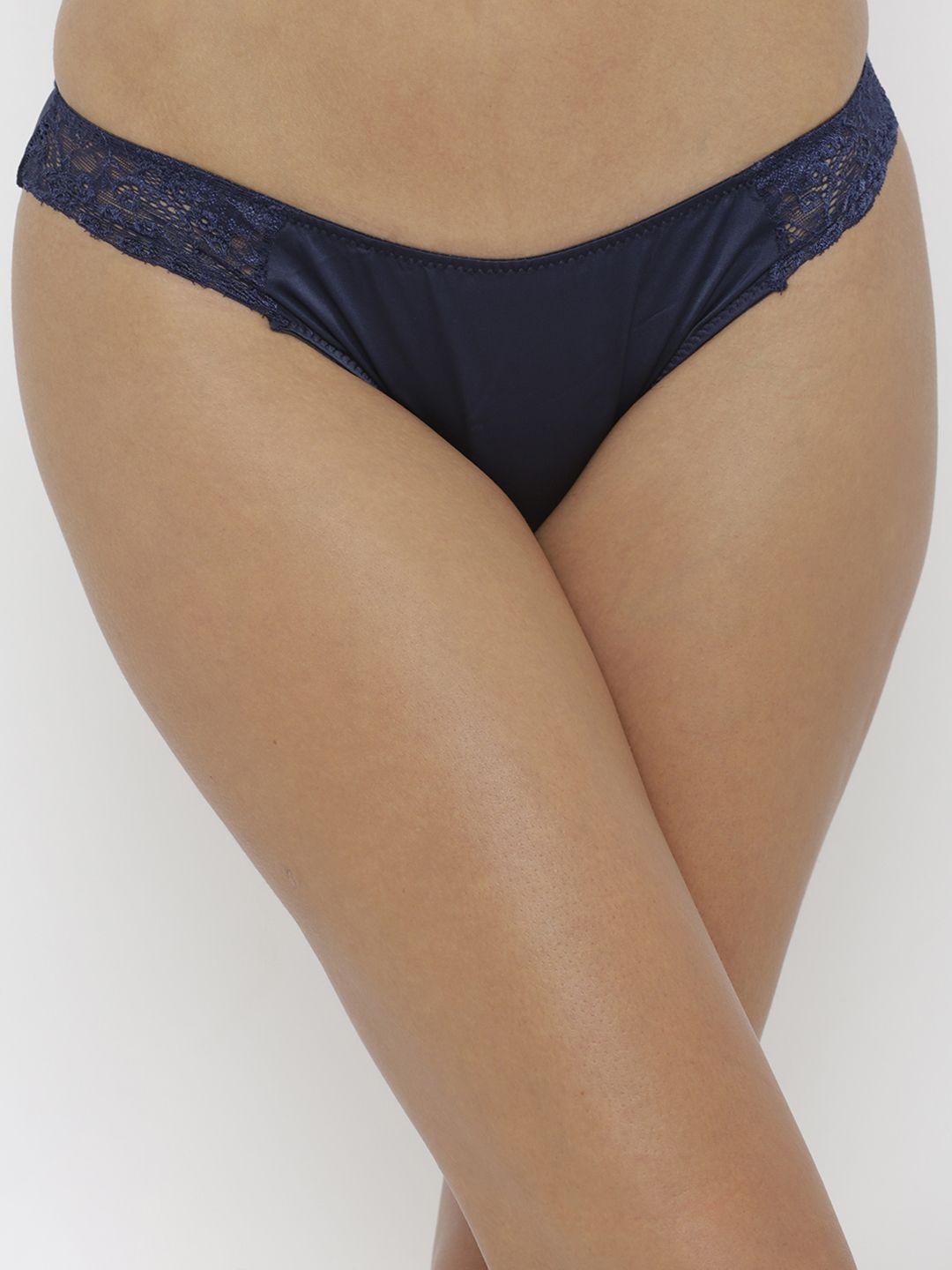 candour london women navy blue solid bikini briefs can20p403bi