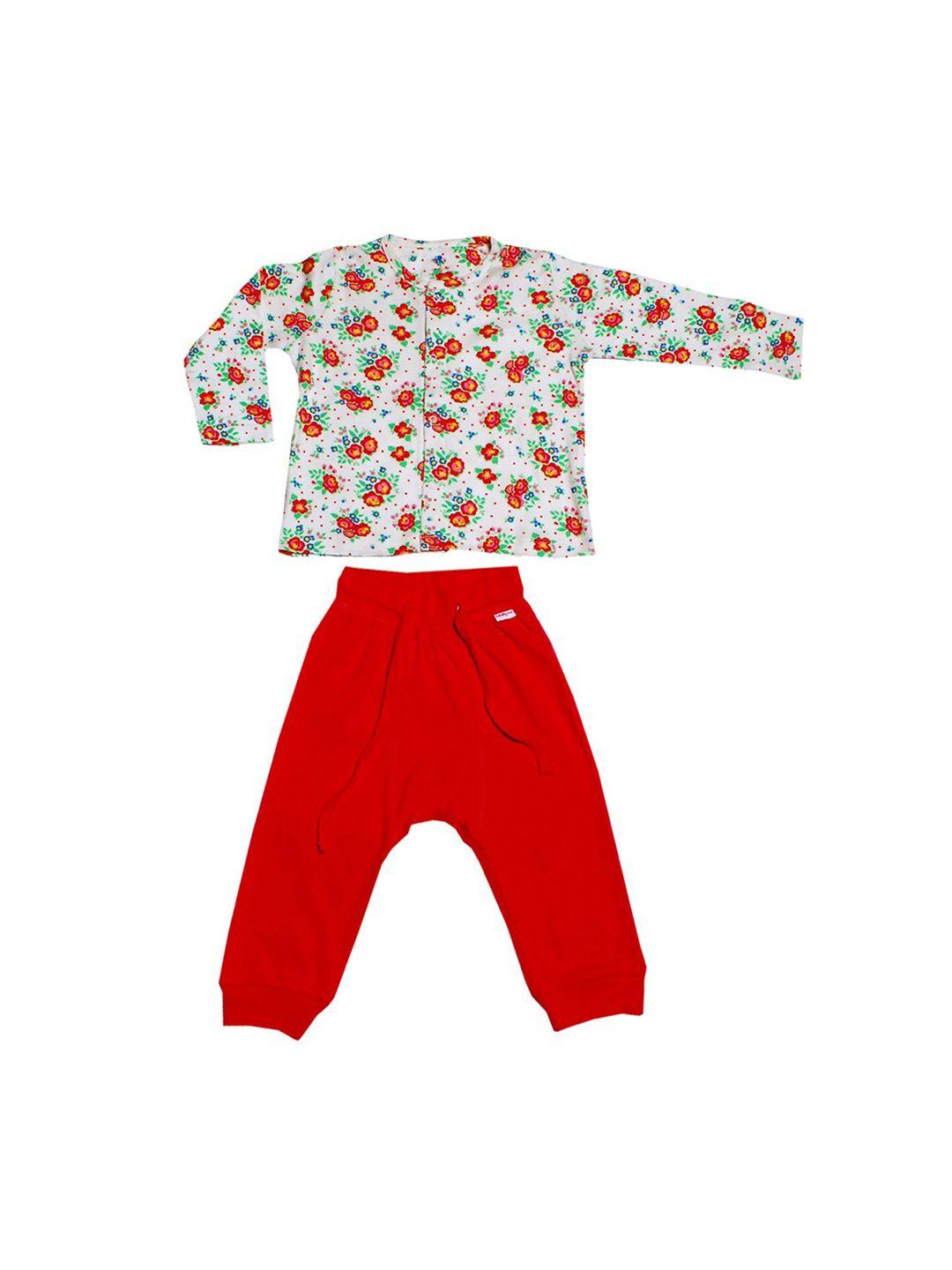 candy cot kids red & white organic cotton printed t-shirt with pyjamas