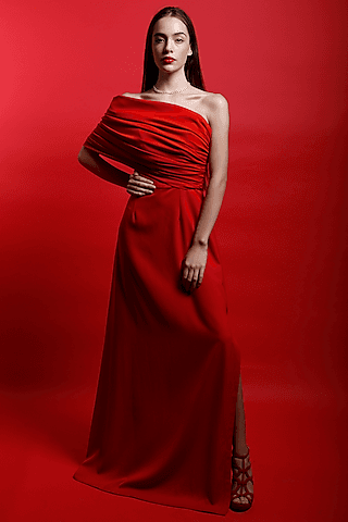 candy red straight gown
