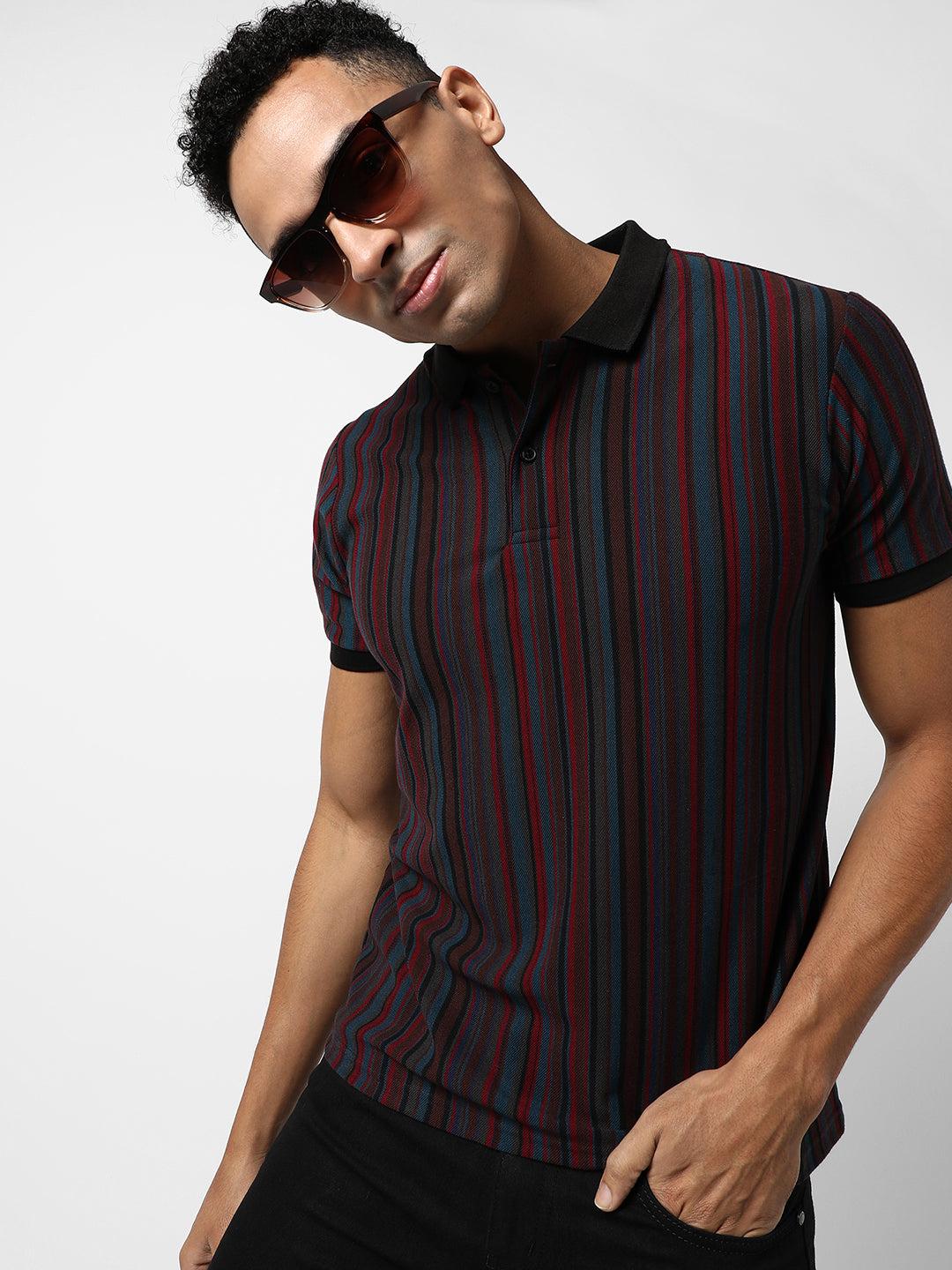 candy striped polo t-shirt
