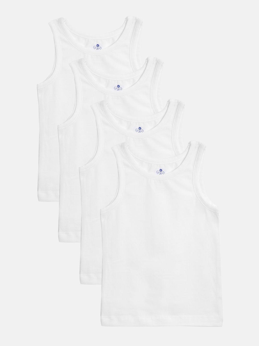 candy cot kids pack of 4 white solid organic cotton innerwear vest cc- r6-vs-nb