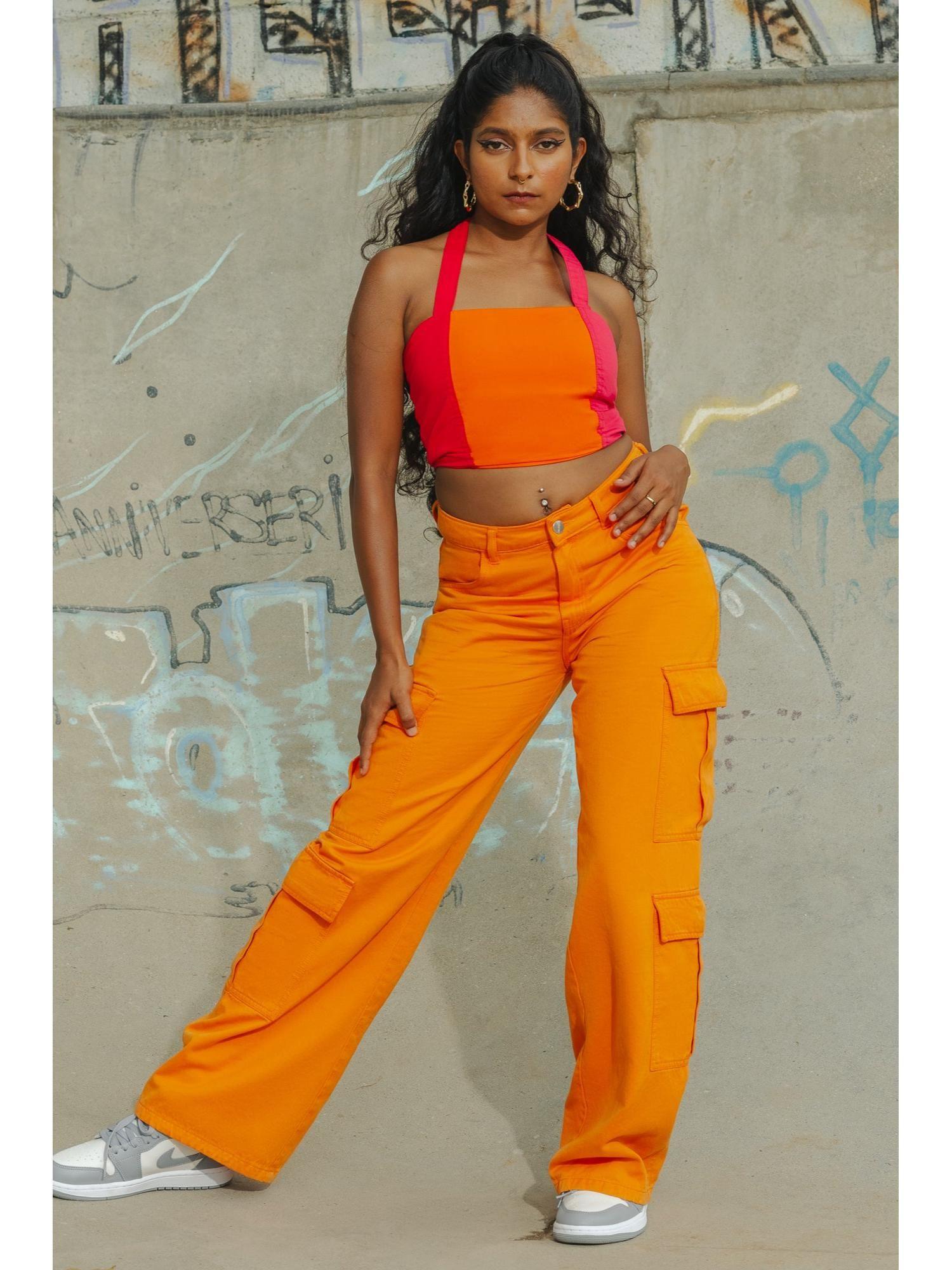 candy orange cargo pants