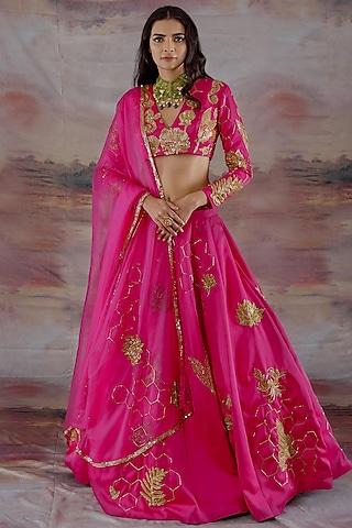 candy pink embroidered lehenga set