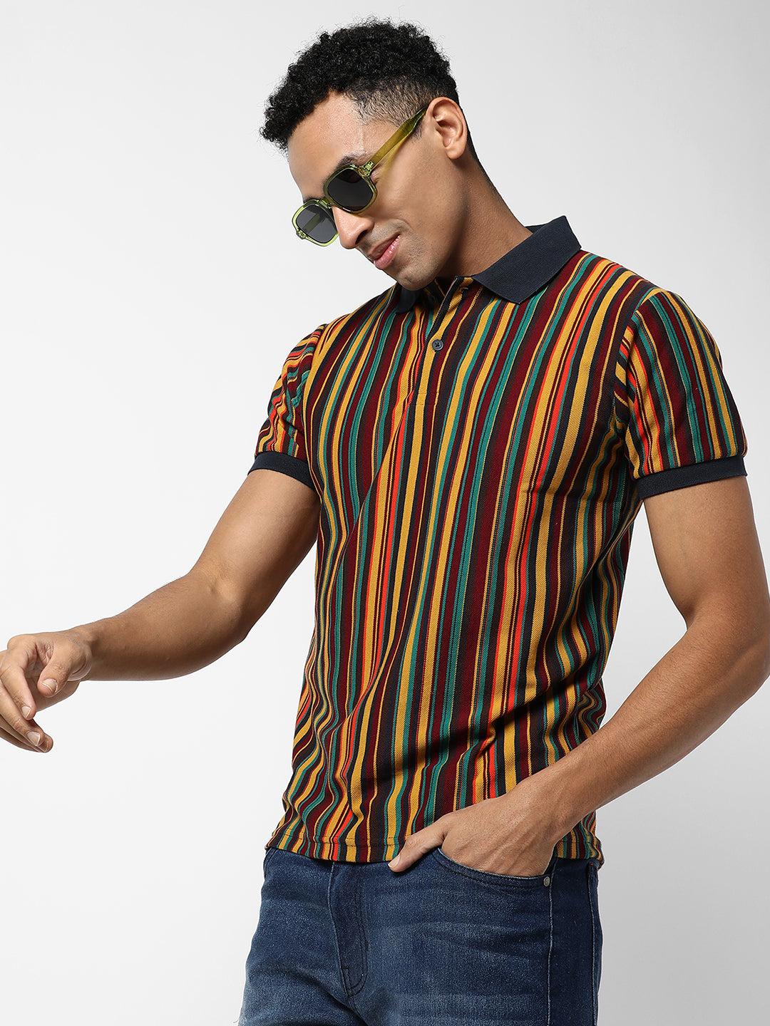 candy striped polo t-shirt