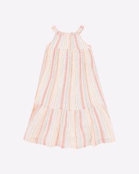 candy-striped tiered a-line dress