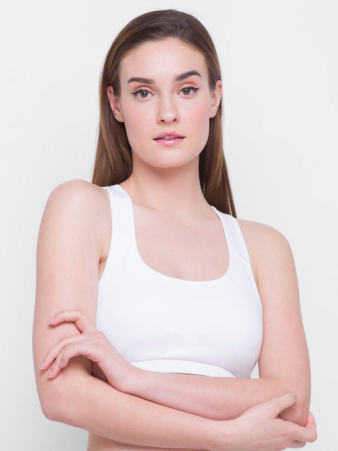 candyskin white cotton removable padded sports bra