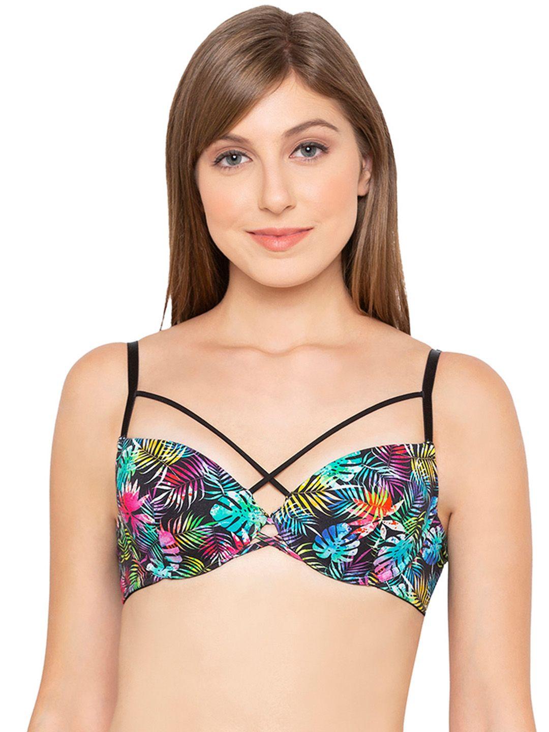 candyskin mtv multicoloured printed underwired lightly padded t-shirt bra csxmtv-b01