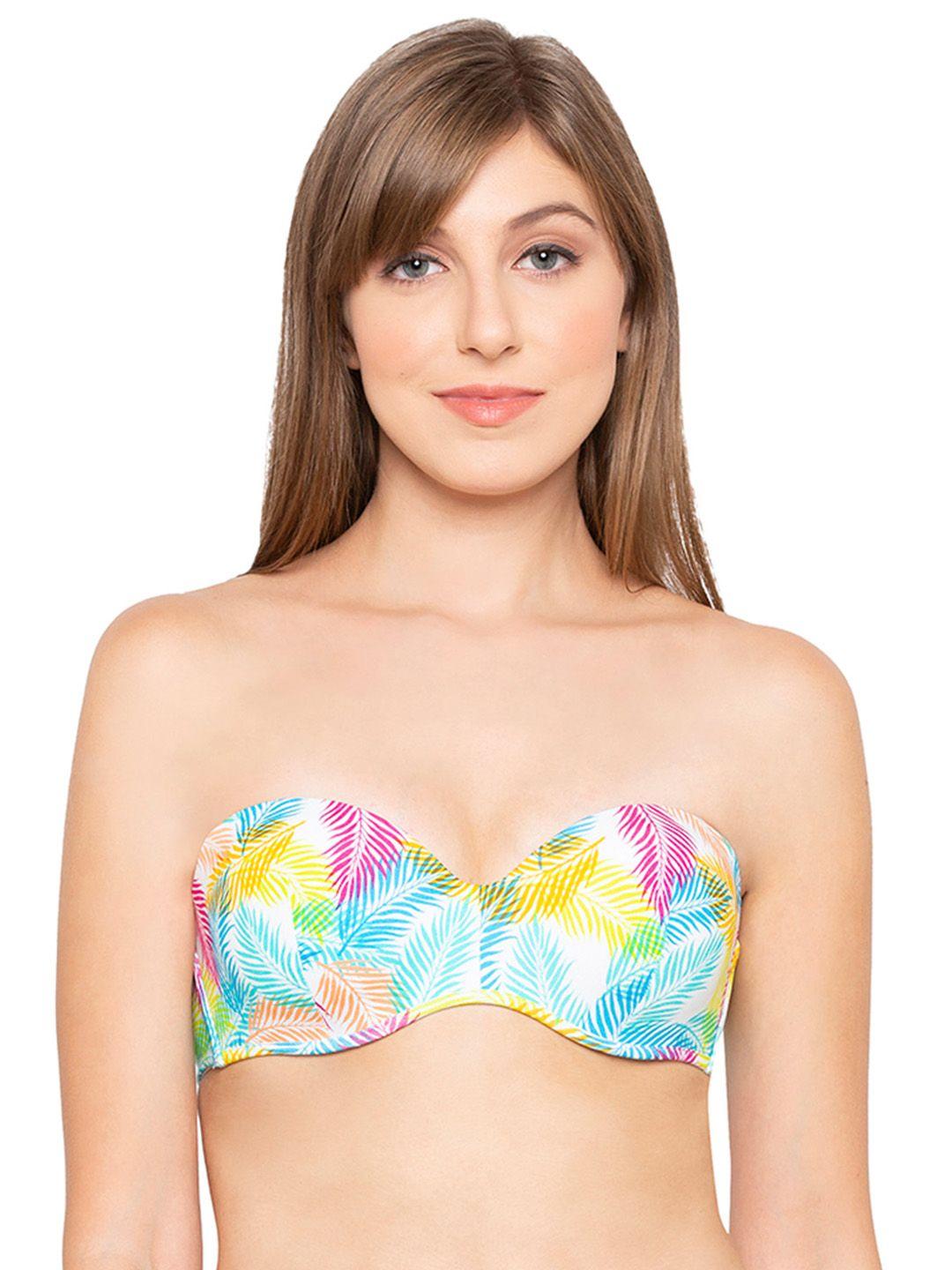 candyskin mtv white & pink printed underwired lightly padded sustainable balconette bra csxmtv-b03