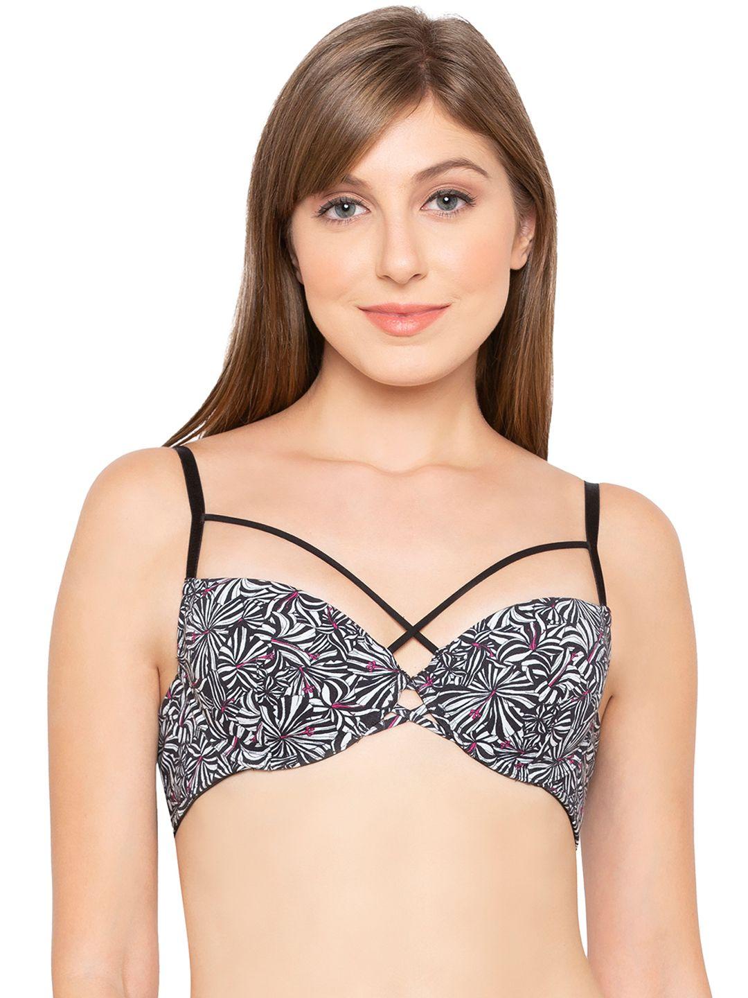 candyskin mtv women black printed underwired lightly padded sustainable t-shirt bra -b01zebra