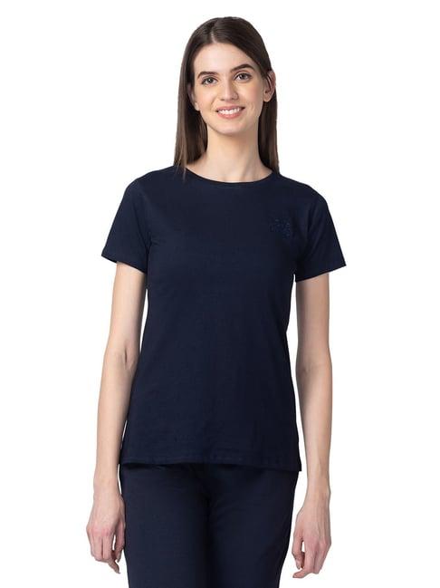 candyskin navy cotton graphic print t-shirt