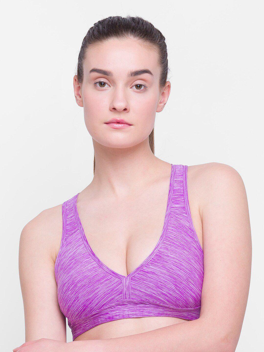 candyskin purple removable padded full coverage cotton sports bra