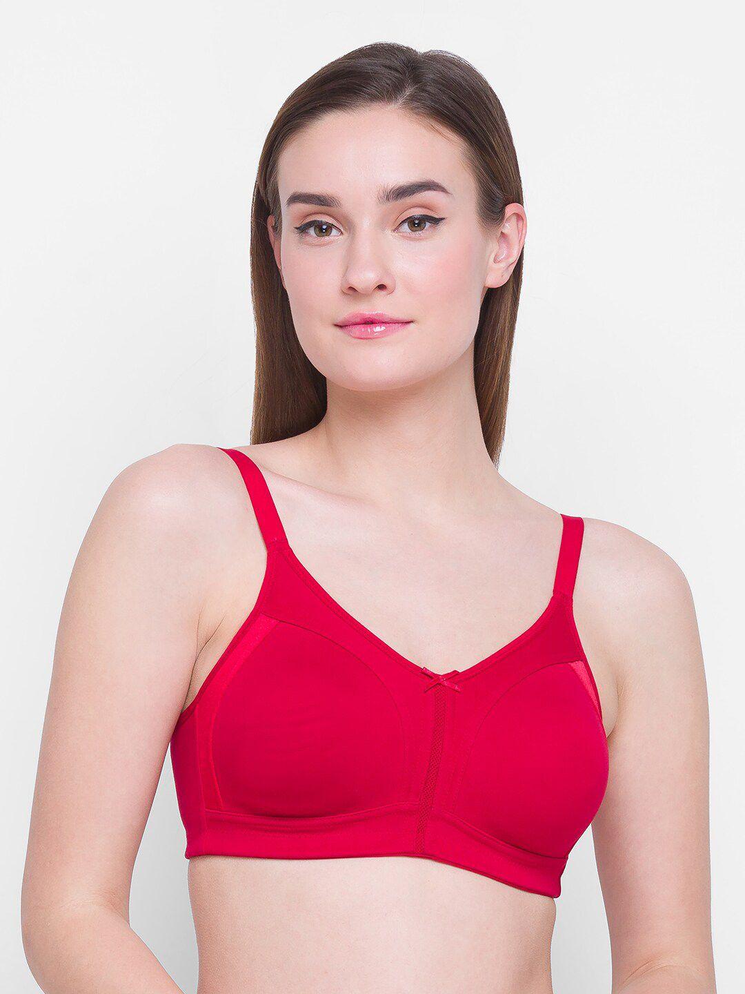 candyskin red solid non-padded non-wired full coverage everyday bra