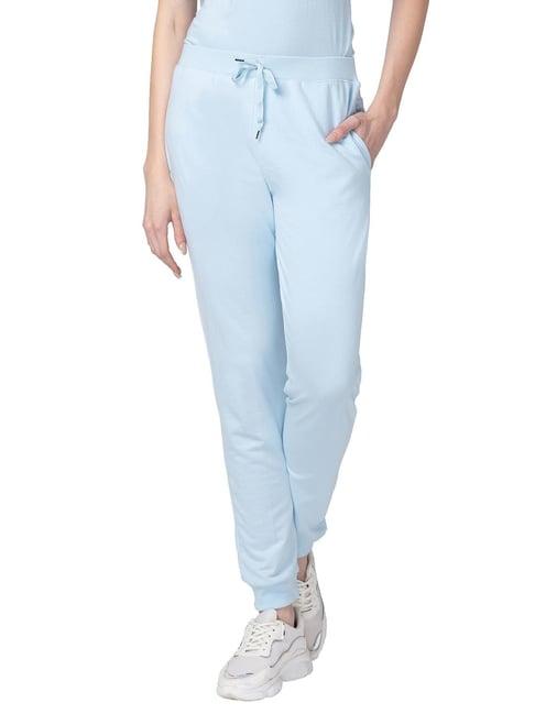 candyskin sky blue regular fit mid rise joggers
