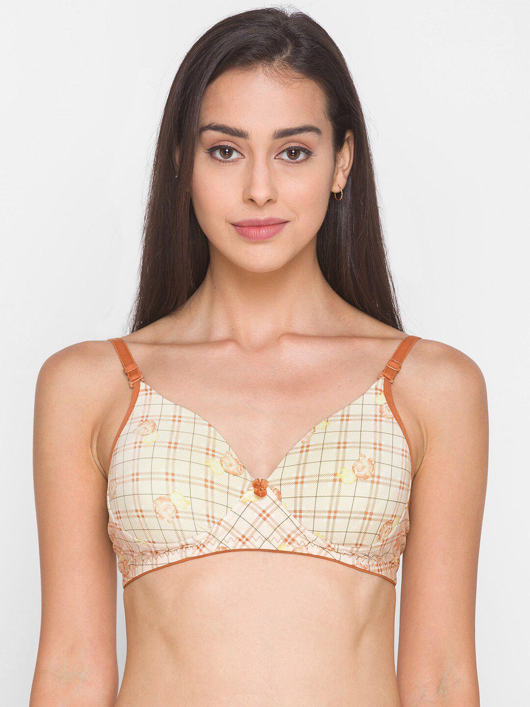 candyskin white & brown geometric everyday bra lightly padded