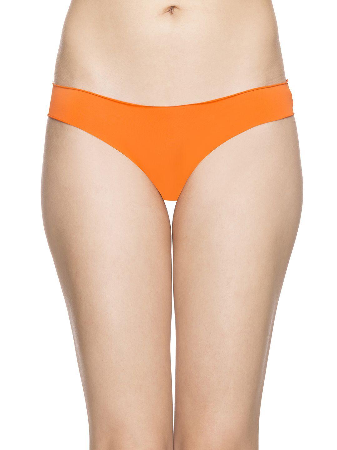 candyskin women orange solid seamless bikini briefs cspntyb15-or