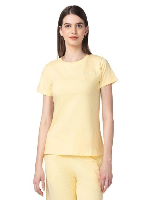 candyskin yellow cotton graphic print t-shirt