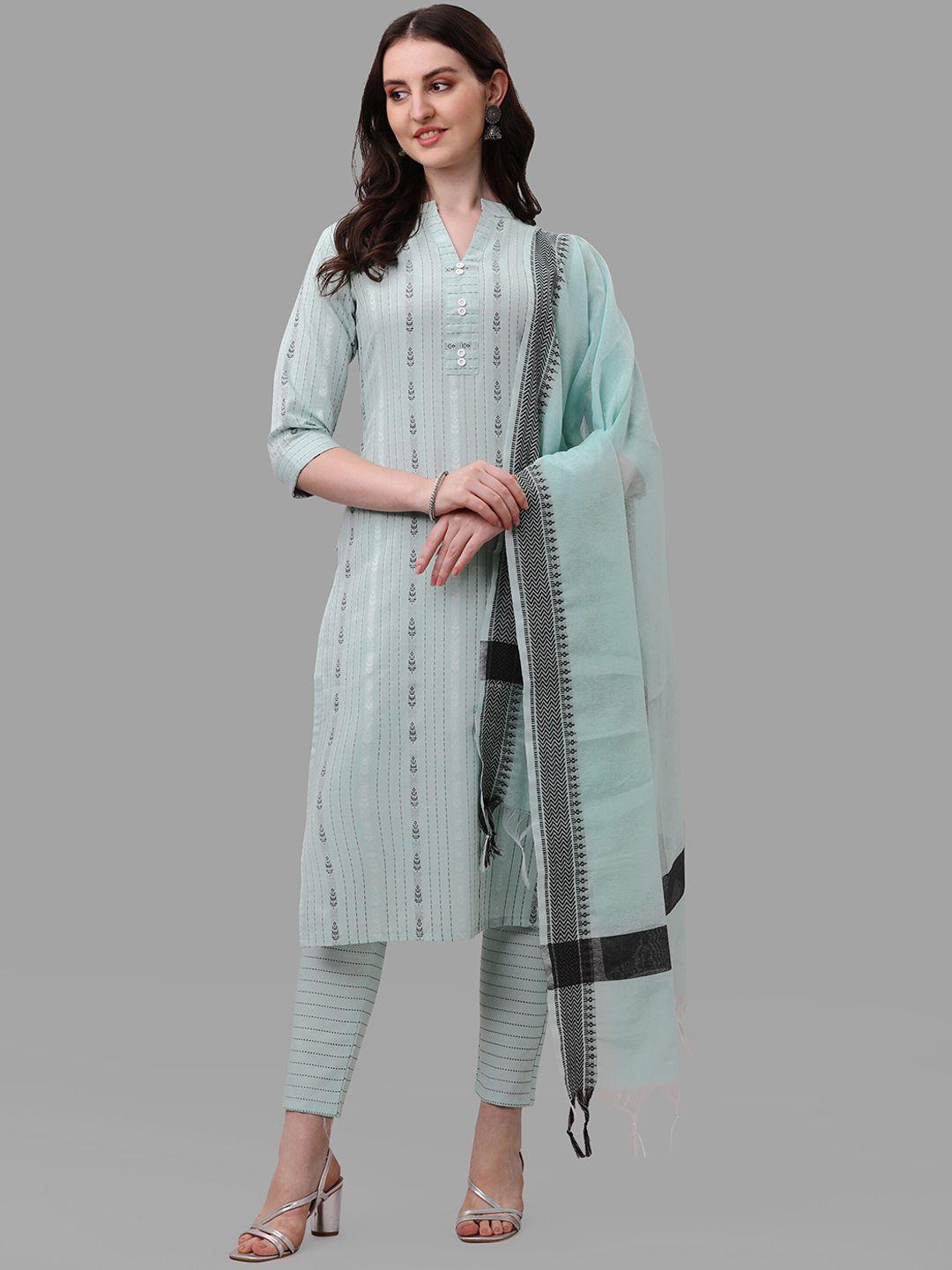 canibani women regular pure cotton kurta with trousers & with dupatta