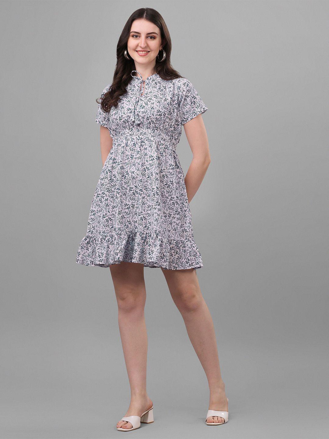 canibani floral print fit & flare cotton mini dress