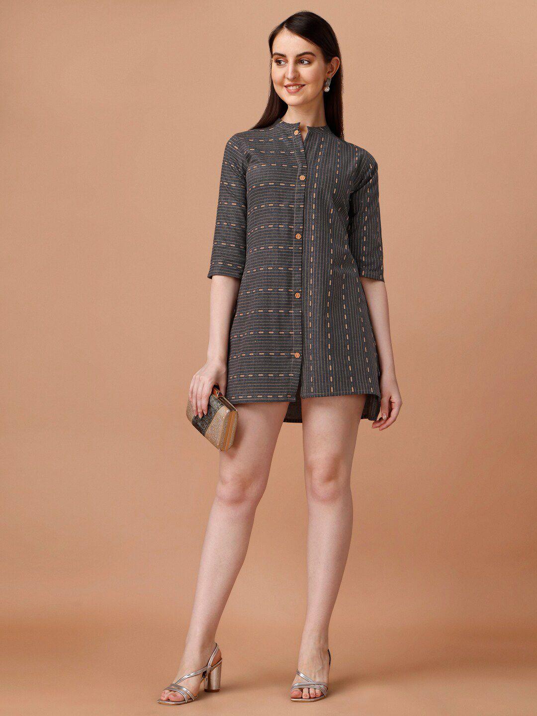 canibani floral print shirt dress