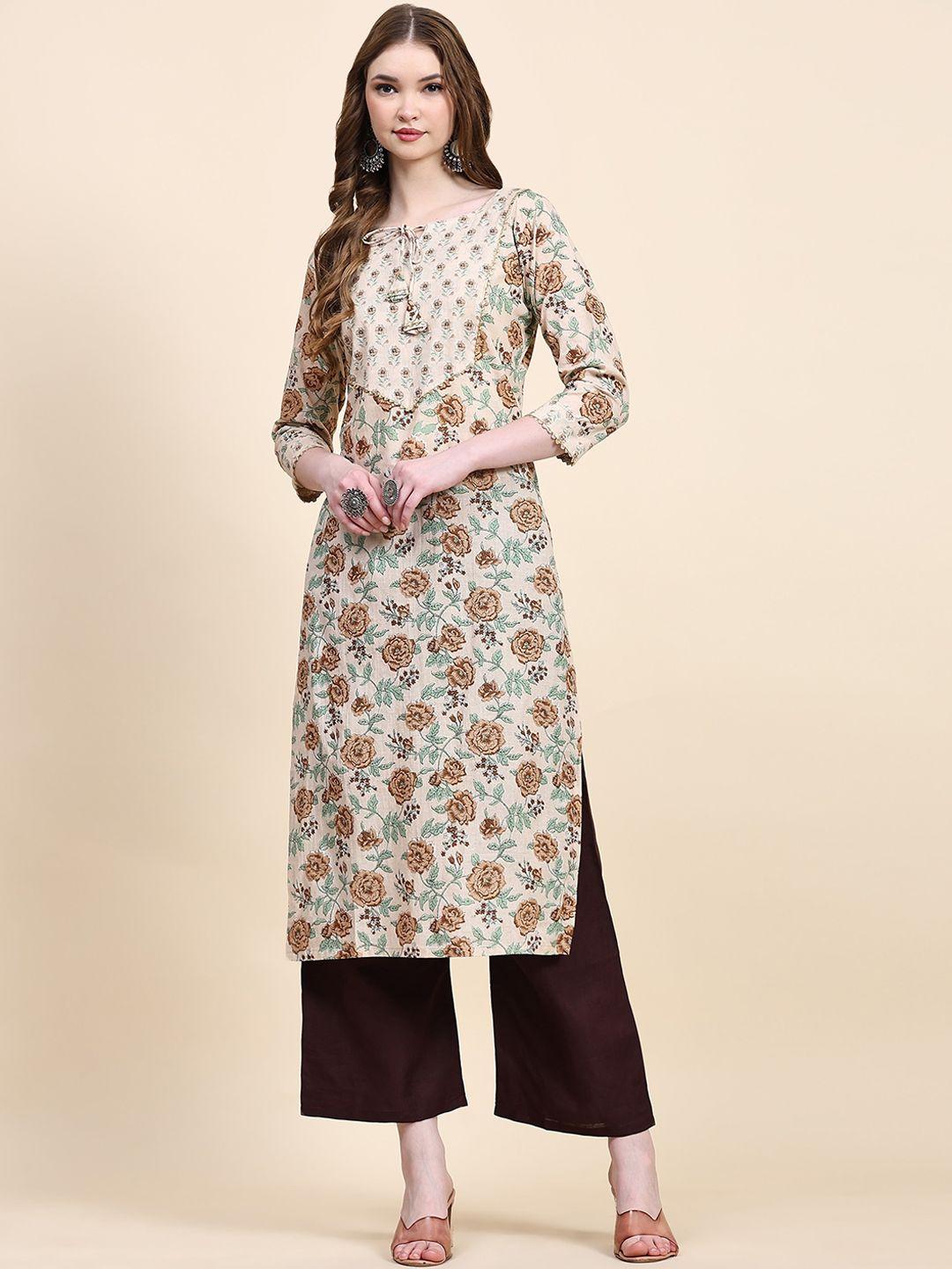 canibani women ethnic motifs printed regular gotta patti pure cotton kurta with palazzos