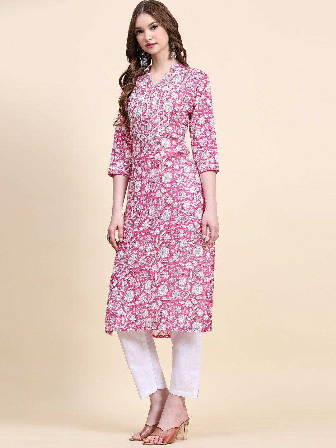 canibani women ethnic motifs printed regular gotta patti pure cotton kurta with trousers