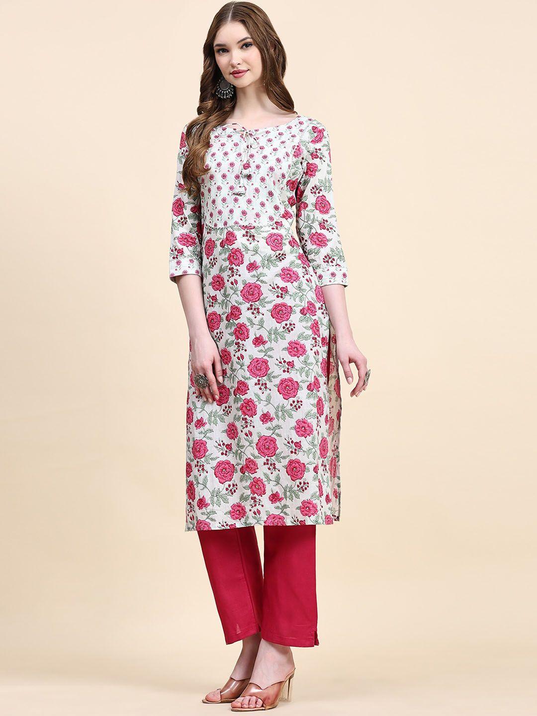 canibani women ethnic motifs printed regular gotta patti pure cotton kurta with trousers