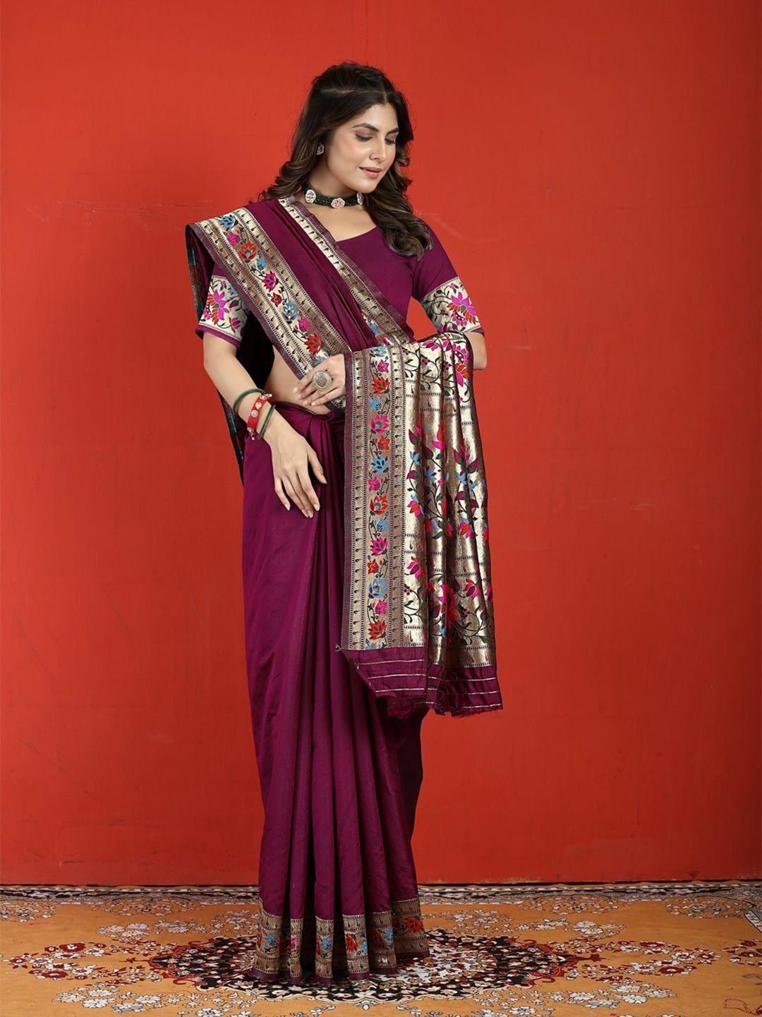 canizzaro ethnic motif woven design pure silk paithani zari saree