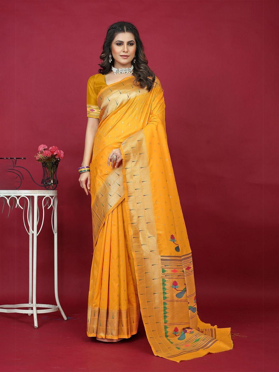 canizzaro ethnic motif woven design pure silk paithani zari saree